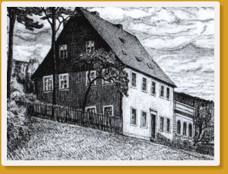Erstes Geschäftshaus und Geburtshaus, dort wo die Zinnerei der Firma Hermann Nier stand. Das Haus wurde im Zuge der Zinnerei-Erweiterung 1927 abgerissen.